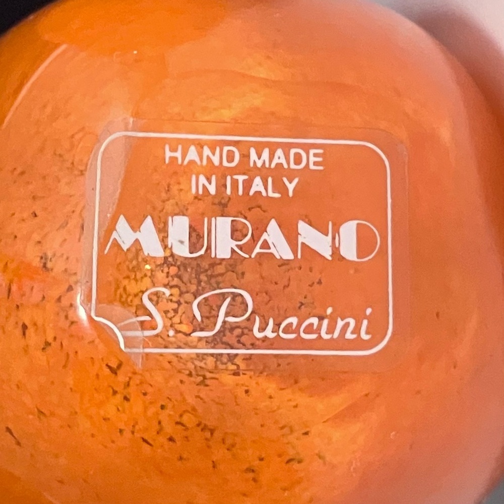 MURANO, VENICE Hand Blown Glass / 2 ORANGE BELL PEPPERS / Rare S. Puccini Label! - Picture 4 of 11
